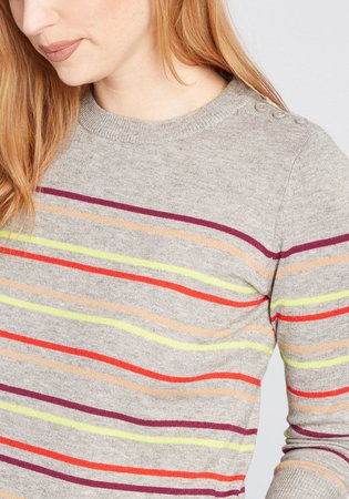 Charter School Pullover Sweater in Grey Multi Stripes | ModCloth