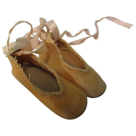 Vintage Peach Satin Ballet Doll Shoes Slippers : The Vintage Sewing Box | Ruby Lane