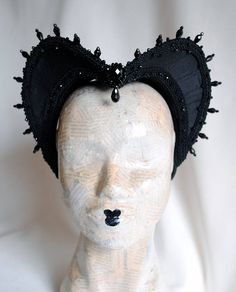 Gothic Vampire Headpiece,Festival Headpiece,Black Tudors Headdress,Dark Renaissance Costume Attifet,Gothic Headdress