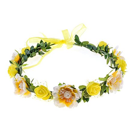 Amazon.com: Love Sweety Girls Boho Rose Floral Crown Wreath Wedding Flower Headband Headpiece (White): Clothing