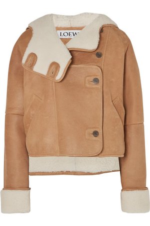 Loewe | Cropped shearling hooded jacket | NET-A-PORTER.COM