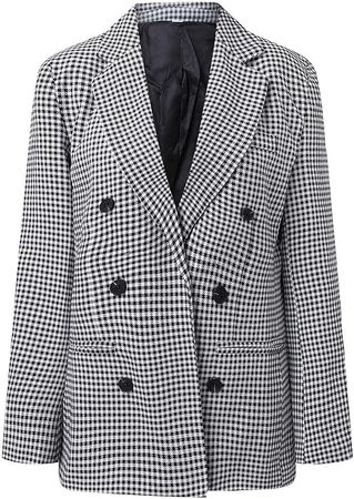 Amazon.com: Black Blazer Jacket for Women Double Breast Cardigan Formal Suit Long Sleeve Lapels Business Office Jacket Coat : Clothing, Shoes & Jewelry