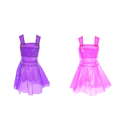 Purple and Pink PVC Vinyl Overall Dresses (Heavenscent Sheer Edit)