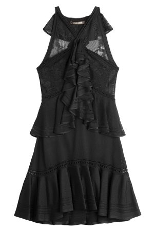 Lace Panel Dress with Ruffles Gr. IT 38