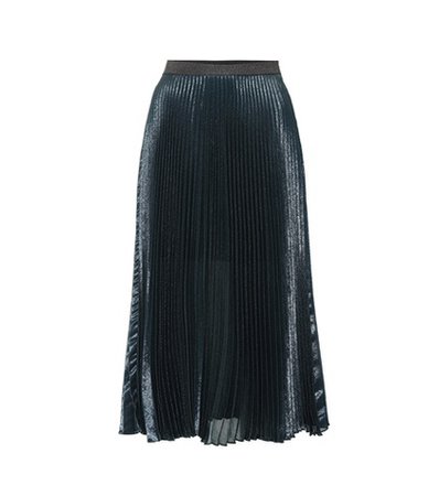 Silk-blend pleated skirt