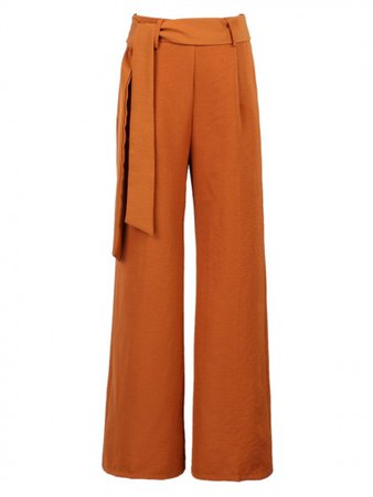 Women's Vintage Loose Brown Wide Leg Cropped Belted Palazzo Pants #Chic186242 | WithChic
