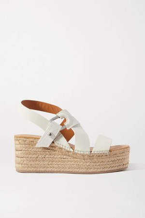 August Leather Espadrille Platform Sandals - White