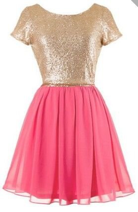 gold and pink dress