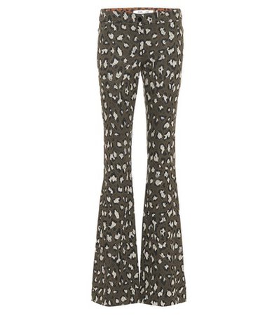 Leopard-print low-rise flared pants