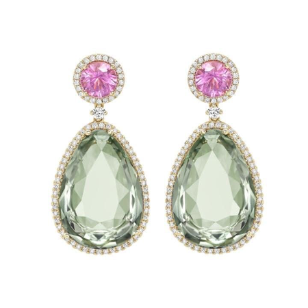 green + fuchsia gem earrings