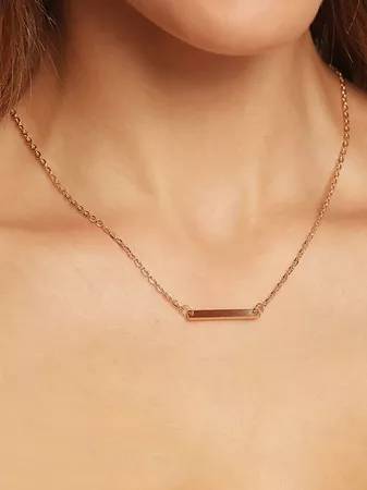 Metal Bar Pendant Link Necklace | SHEIN USA