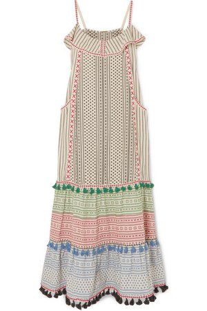 Dodo Bar Or | Tasseled striped cotton-gauze maxi dress | NET-A-PORTER.COM
