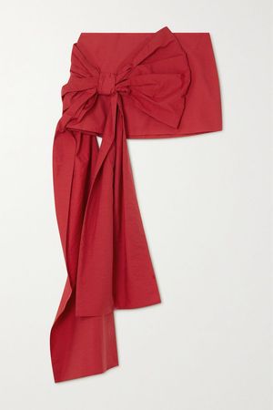 bow detail red mini skirt