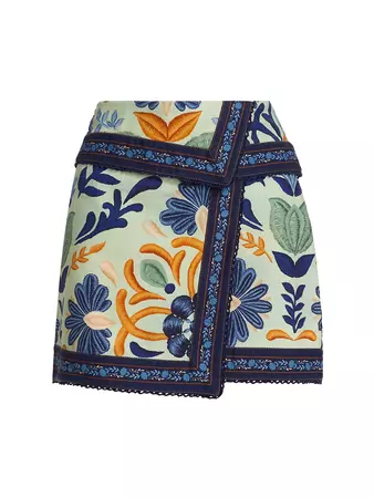 Shop Farm Rio Floral Cotton Wrap Miniskirt | Saks Fifth Avenue