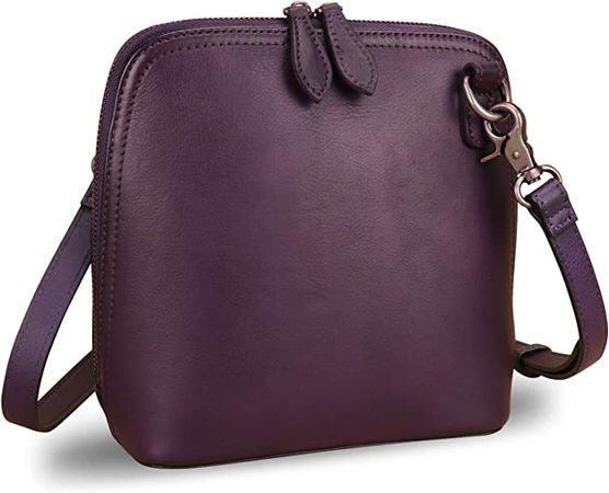 Genuine Leather Crossbody Bag for Women Vintage Style Handmade Satchels Small Purses (Purple): Handbags: Amazon.com