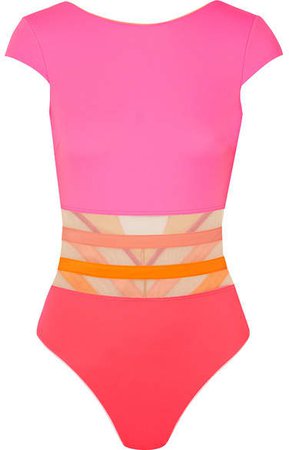 Zenaya Mesh-trimmed Swimsuit - Pink
