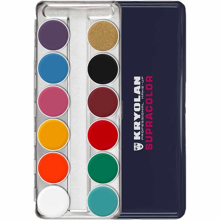 Kryolan Supracolour Face & Body Paint 12 Colour Palette FP - Makeup - Free Delivery - Justmylook