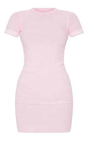 Pink Stripe Sleeve Knitted Mini Dress | PrettyLittleThing USA