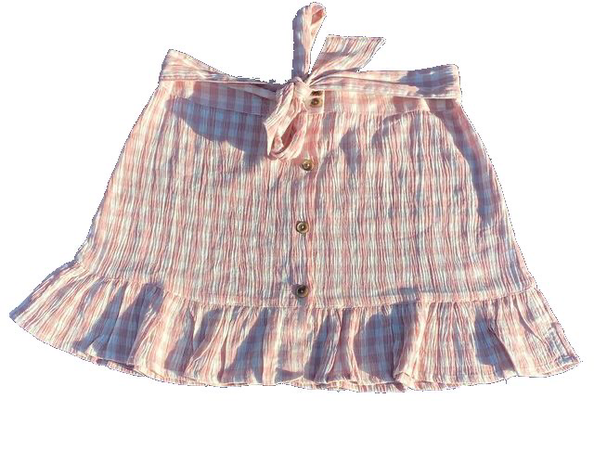 Pink and white gingham skirt