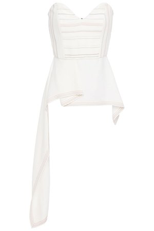 White Strapless embroidered draped crepe bustier top | Sale up to 70% off | THE OUTNET | ROLAND MOURET | THE OUTNET