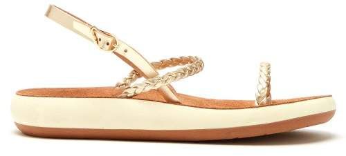 Iridia Braided Leather Thick Sole Sandals - Womens - Gold