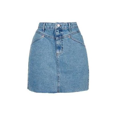 TopShop Petite Raw Edge Denim Skirt (1.715 RUB) ❤ liked on Polyvore featuring skirts, mini skirts, bottoms, saias, topshop, bleach stone, petite denim skirt, blue denim mini skirt, zipper skirt and