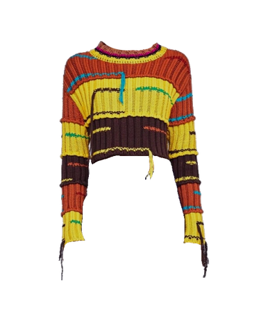 ZARA Multicolored Fringes Wool Cropped Sweater (SuHi edit)