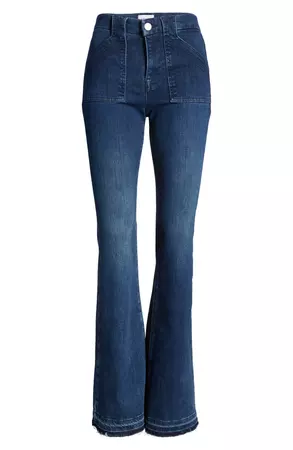 FRAME Trapunto St. Le High Flare Jeans | Nordstrom
