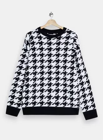 TOPMAN Black Houndstooth Knitted Sweater | Topshop