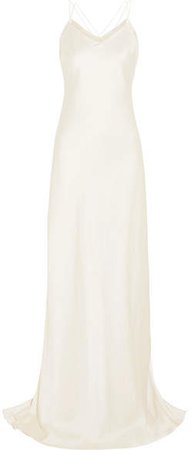 Halfpenny London Organza-trimmed Satin Gown - White