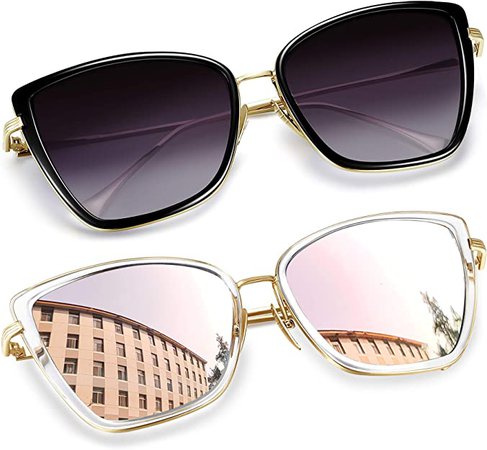 Amazon.com: Joopin Oversized Cateye Sunglasses, Fashion Metal Cat Eye Sun Glasses UV Protection, Trendy Becky Shades for Women Laides, Cute Sunnies for Driving Fishing (Gradient Black + Mirrored Pink) : Clothing, Shoes & Jewelry