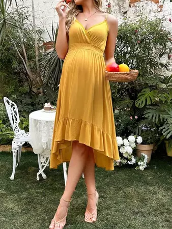 SHEIN Maternity Ruffle Hem Cami Dress | SHEIN UK