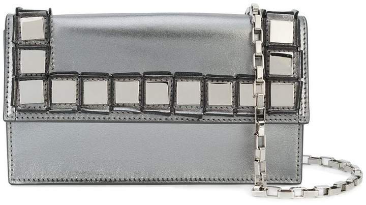Tomasini clutch bag with square appliqué details
