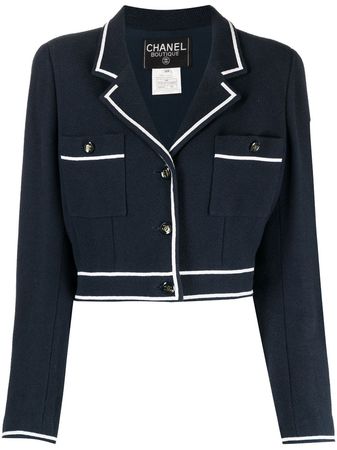 CHANEL Pre-Owned 1995 CC-button Cropped Jacket - Farfetch