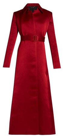 Neyton Washed Duchess Satin Long Line Coat - Womens - Red