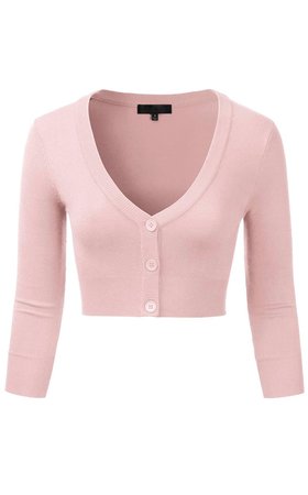 Pastel blush pink fitted crop cardigan