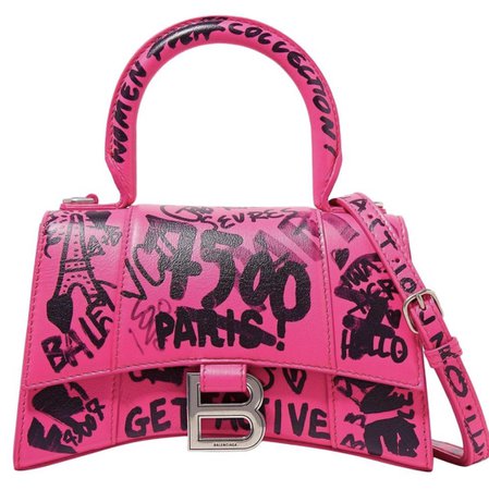 balenciaga XX hourglass printed pink leather bag
