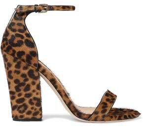 Pvc-trimmed Leopard-print Calf Hair Sandals