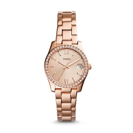 Scarlette Mini Three-Hand Date Rose Gold-Tone Stainless Steel Watch - Fossil
