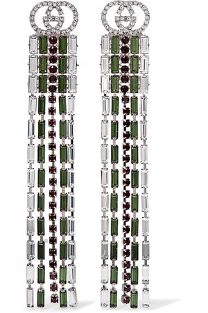 Gucci | Silver-plated crystal earrings | NET-A-PORTER.COM