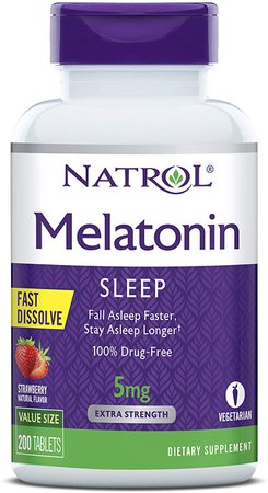 Amazon.com: Natrol Melatonin Fast Dissolve Tablets, Helps You Fall Asleep Faster, Stay Asleep Longer, Easy to Take, Dissolves in Mouth, Faster Absorption, Maximum Strength, Strawberry Flavor, 5mg, 200 Count: Health & Personal Care