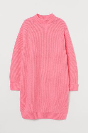 Rib-knit Dress - Pink