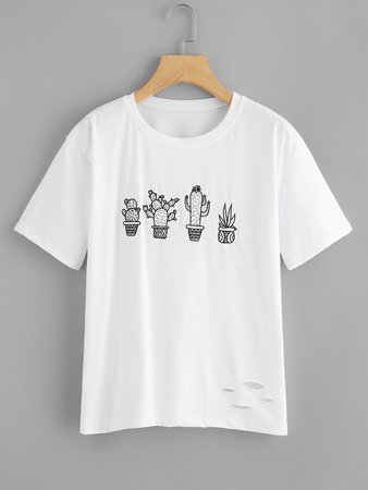 Cactus Embroidered Tee