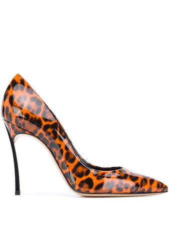 Shop orange & black Casadei Blade leopard printed pumps with Express Delivery - Farfetch