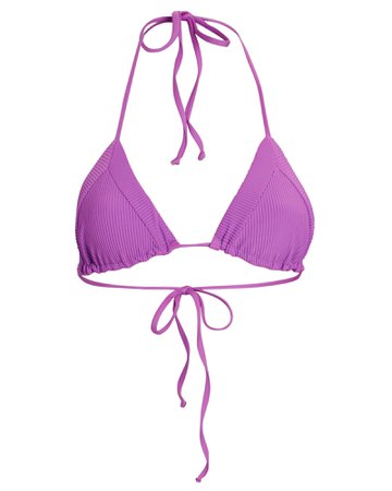Frankies Bikinis Sky Triangle Rib Knit Bikini Top | INTERMIX®