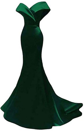 Amazon.com: Off The Shoulder Mermaid Prom Dresses Long Satin Bridesmaid Dresses Wedding Party Gowns for Women Emerald Green: Clothing