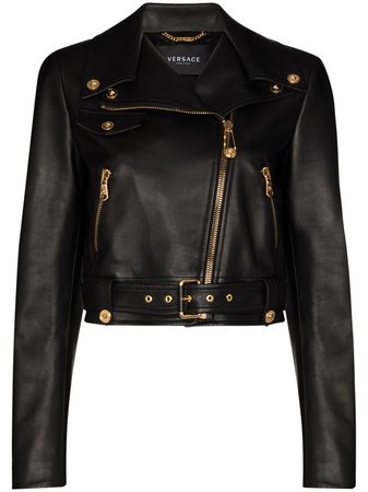 Versace Cropped Biker Jacket - Farfetch