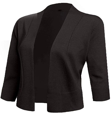 AAMILIFE Women's 3/4 Sleeve Cropped Cardigans Sweaters Jackets Open Front Short Shrugs for Dresses (XX-Large, 13-DarkCoffe) at Amazon Women’s Clothing store