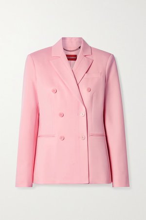 Ana Double-breasted Wool-blend Blazer - Pastel pink