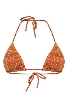 Orange Glitter Triangle Bikini Top $24